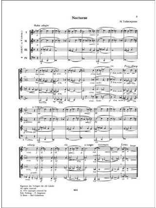 Sechs Quartette - N. Tcherepnine - Partition - Cor